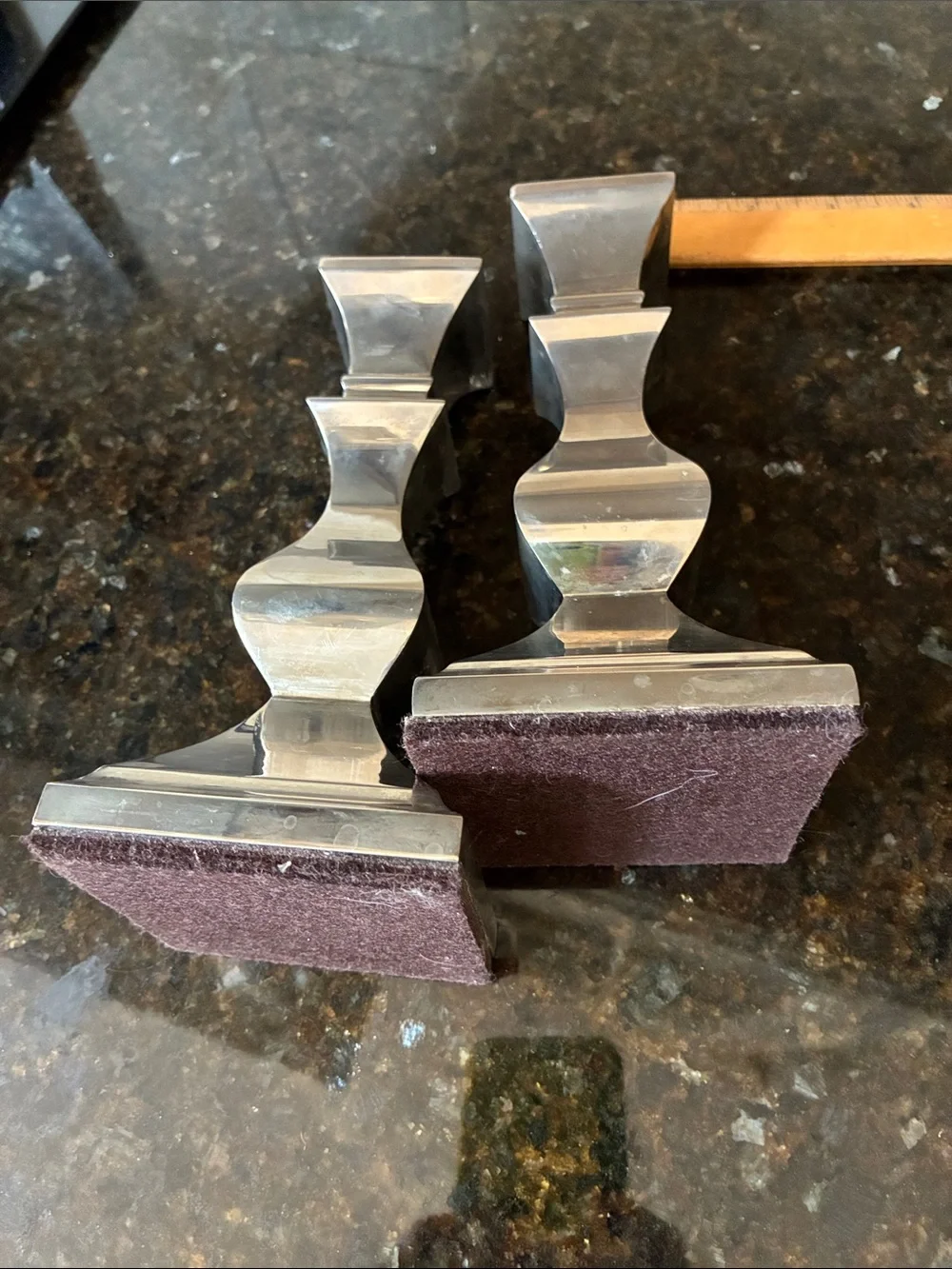 Source Unknown Mirrored Silver Taper Candle Holders - Pair